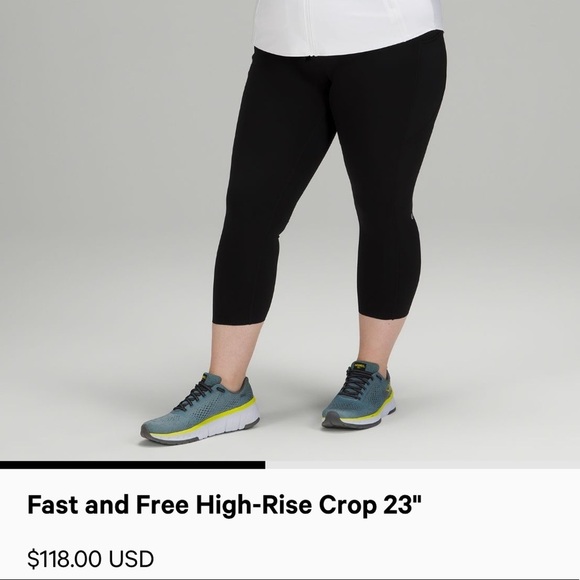 NWT lululemon fast and free high rise crop 23” black - Picture 1 of 4